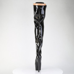 Glitter 18 cm ADORE-3020GP Black thigh high boots with laces high heels