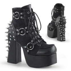 Leatherette 11,5 cm DemoniaCult CHARADE-100 goth ankle boots with rivets