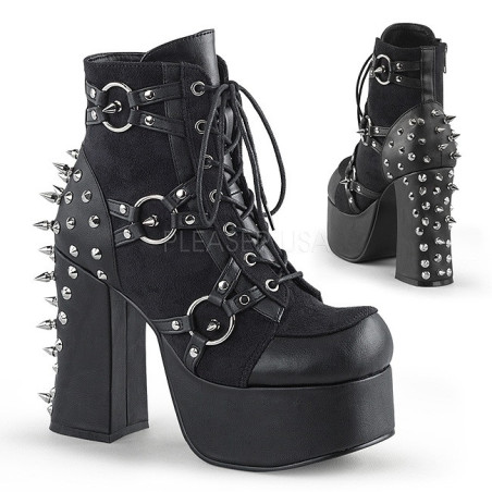 Leatherette 11,5 cm DemoniaCult CHARADE-100 goth ankle boots with rivets