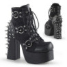 Leatherette 11,5 cm DemoniaCult CHARADE-100 goth ankle boots with rivets