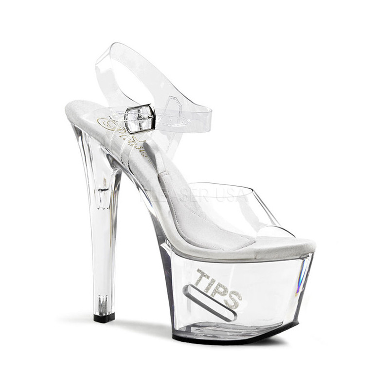 White 18 cm TIPJAR-708-5 tip jar platform stripper high heel shoes