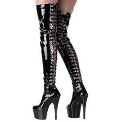 Nero Verniciata 18 cm ADORE-3063 plateau stivali alti con tacco