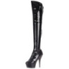 Nero Verniciata 15 cm KISS-3000 plateau stivali alti con tacco