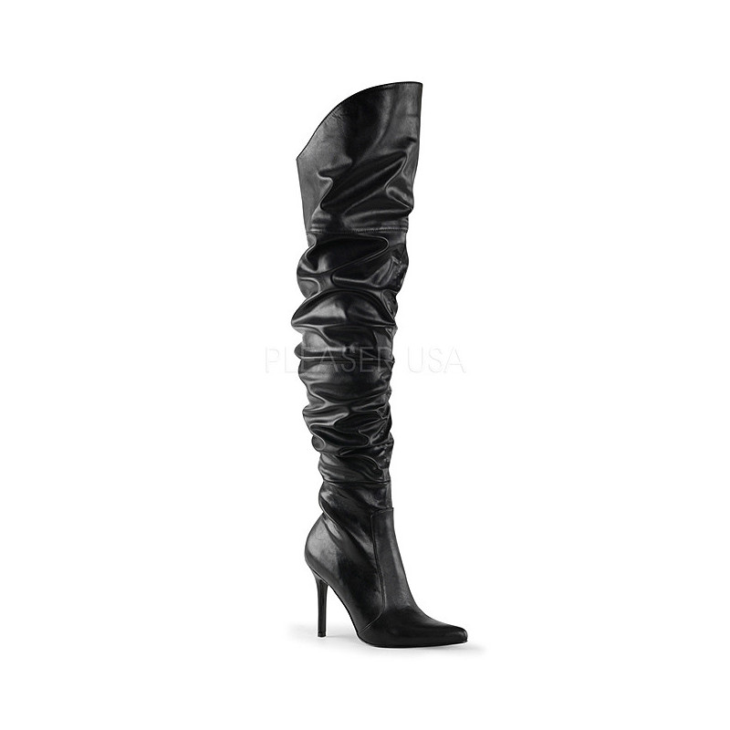 Black Leatherette 10 cm CLASSIQUE-3011 High Heeled Overknee Boots