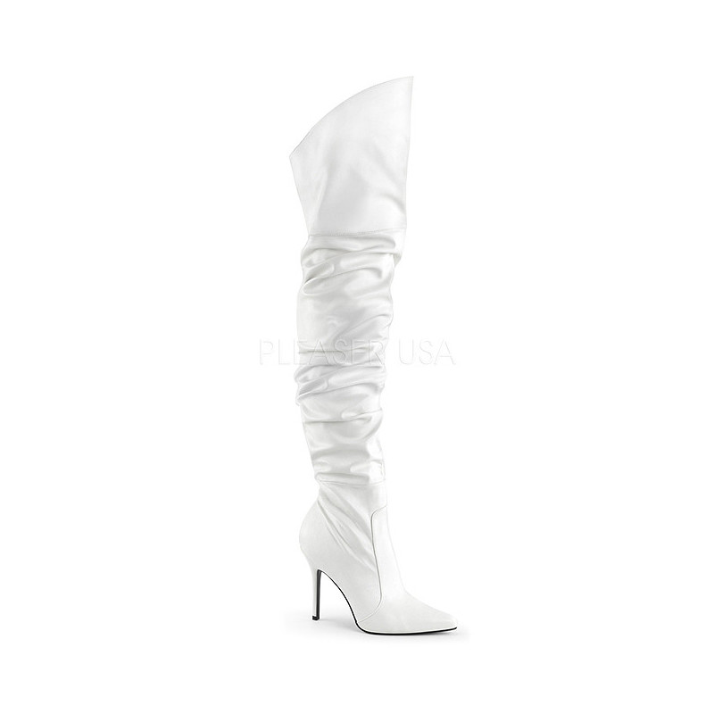 White Leatherette 10 cm CLASSIQUE-3011 High Heeled Overknee Boots