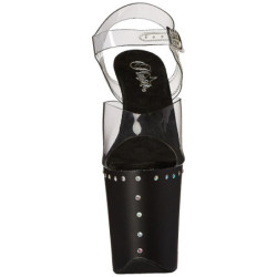 Nero 20 cm FLAMINGO-808ABLS Sandali Donna Plateau di Cristallo