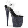 Black Glitter 20 cm FLAMINGO-808LG Platform High Heeled Sandal Shoes
