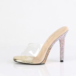 Golden mules 11,5 cm GALA-01DMM strass high heeled mules
