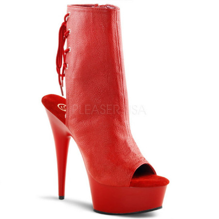 Red Leatherette 15 cm DELIGHT-1018 Platform Ankle Calf Boots