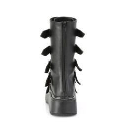 Black Leatherette 5 cm EMILY-330 womens buckle boots with platform