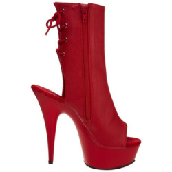 Red Leatherette 15 cm DELIGHT-1018 Platform Ankle Calf Boots