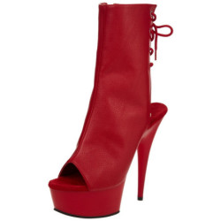 Red Leatherette 15 cm DELIGHT-1018 Platform Ankle Calf Boots