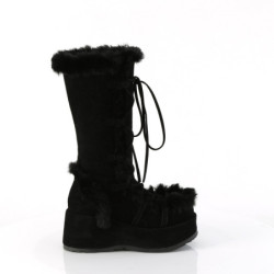 Faux Fur Trim 7 cm CUBBY-311 lolita boots platform in black
