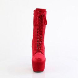 Velvet 18 cm ADORE-1045VEL Red heeled boots + protective toe caps
