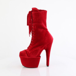 Velvet 18 cm ADORE-1045VEL Red heeled boots + protective toe caps