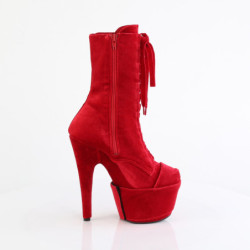 Velvet 18 cm ADORE-1045VEL Red heeled boots + protective toe caps