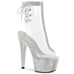 Silver rhinestone 18 cm BEJEWELED-724RS pleaser high heels ankle cuff