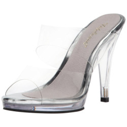 Clear 12 cm FLAIR-402 womens heeled mules shoes