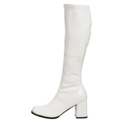 White block heel 7,5 cm - 70s years disco gogo kneeboots patent
