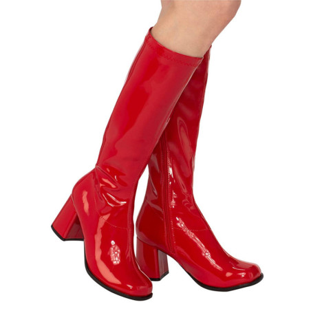 Red block heel 7,5 cm - 70s years disco gogo kneeboots patent
