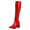 Red block heel 7,5 cm - 70s years disco gogo kneeboots patent
