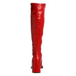 Red block heel 7,5 cm - 70s years disco gogo kneeboots patent
