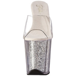 Argento 20 cm FLAMINGO-801G scintillare plateau ciabatta donna con tacco