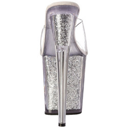 Argento 20 cm FLAMINGO-801G scintillare plateau ciabatta donna con tacco