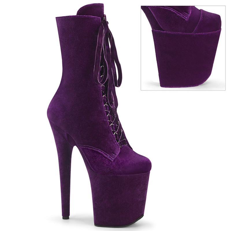 Velvet 20 cm FLAMINGO-1045VEL Purple heeled boots + protective toe caps