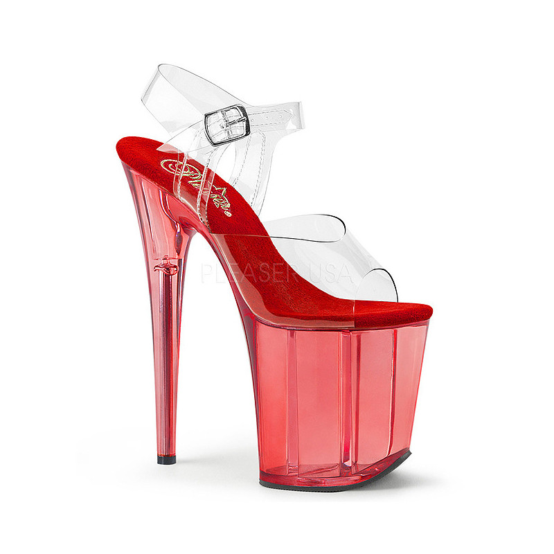 Red 20 cm FLAMINGO-808T Acrylic Platform High Heeled Sandal