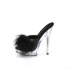 Leatherette 15 cm SULTRY-601F Black mules high heels feathers