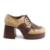 Vegan JAZZ-06 pimp shoes 70s men's disco platform shoes lace-up brown