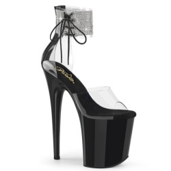 Black 20 cm FLAMINGO-824RS pleaser high heels ankle straps