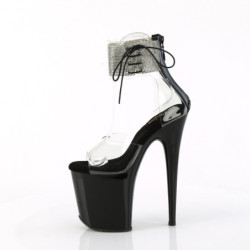 Black 20 cm FLAMINGO-824RS pleaser high heels ankle straps