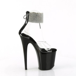Black 20 cm FLAMINGO-824RS pleaser high heels ankle straps