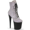 White strass platform 20 cm pleaser high heels ankle boots