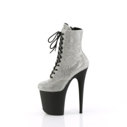 White strass platform 20 cm pleaser high heels ankle boots