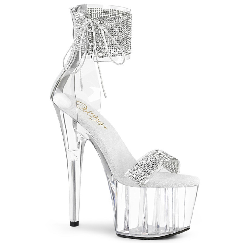 Silver rhinestone 18 cm ADORE-727RS pleaser high heels ankle cuff