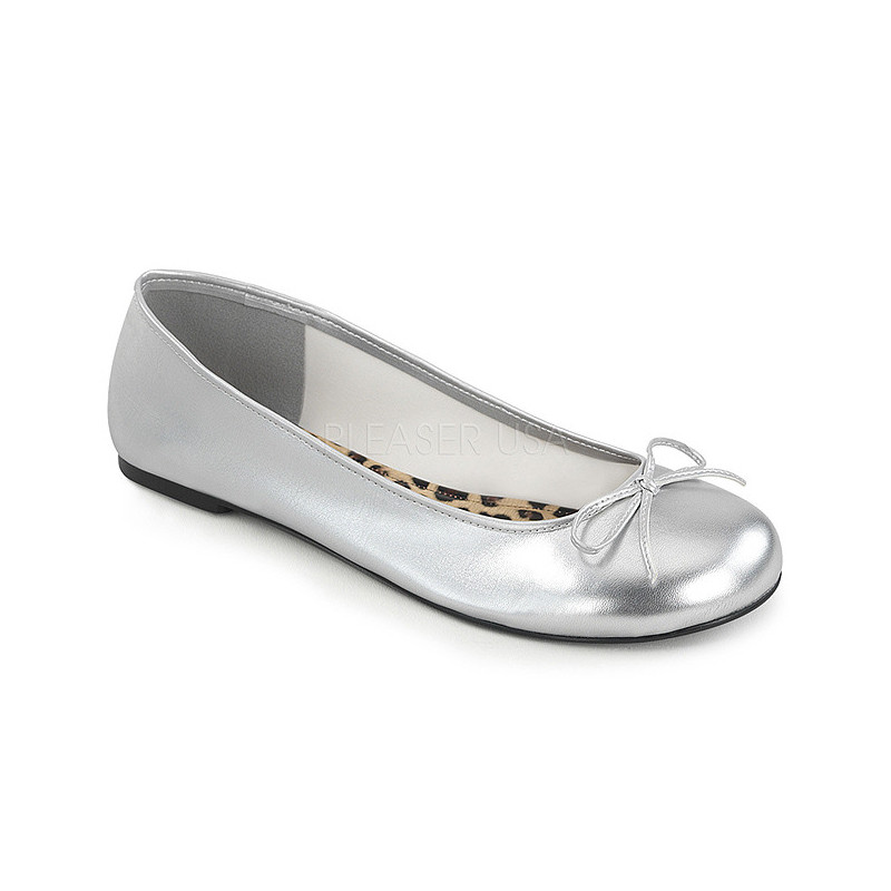 Silver Leatherette ANNA-01 big size ballerinas shoes
