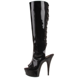 Black Shiny 16 cm DELIGHT-2018 Womens Boots Platform