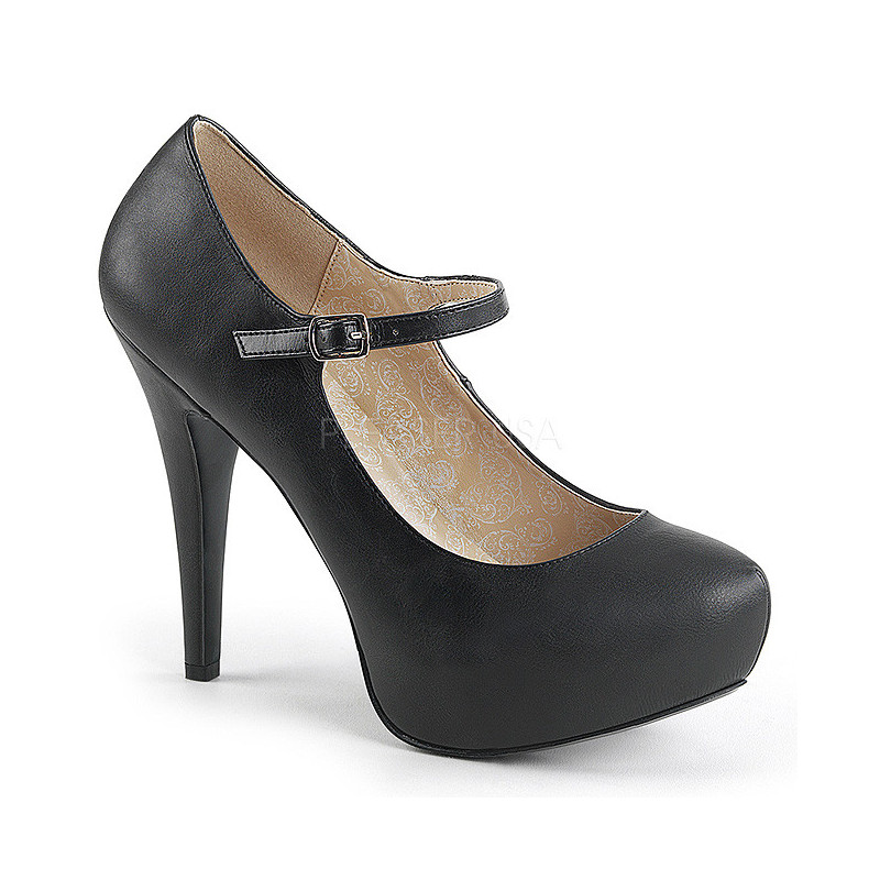 Black Leatherette 13,5 cm CHLOE-02 big size pumps shoes