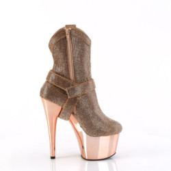 Oro Rosa strass stivaletti texani e cowboy plateau tacco 18 cm ADORE-1029CHRS
