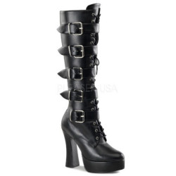 Leatherette 13 cm ELECTRA-2042 buckle womens boots with platform