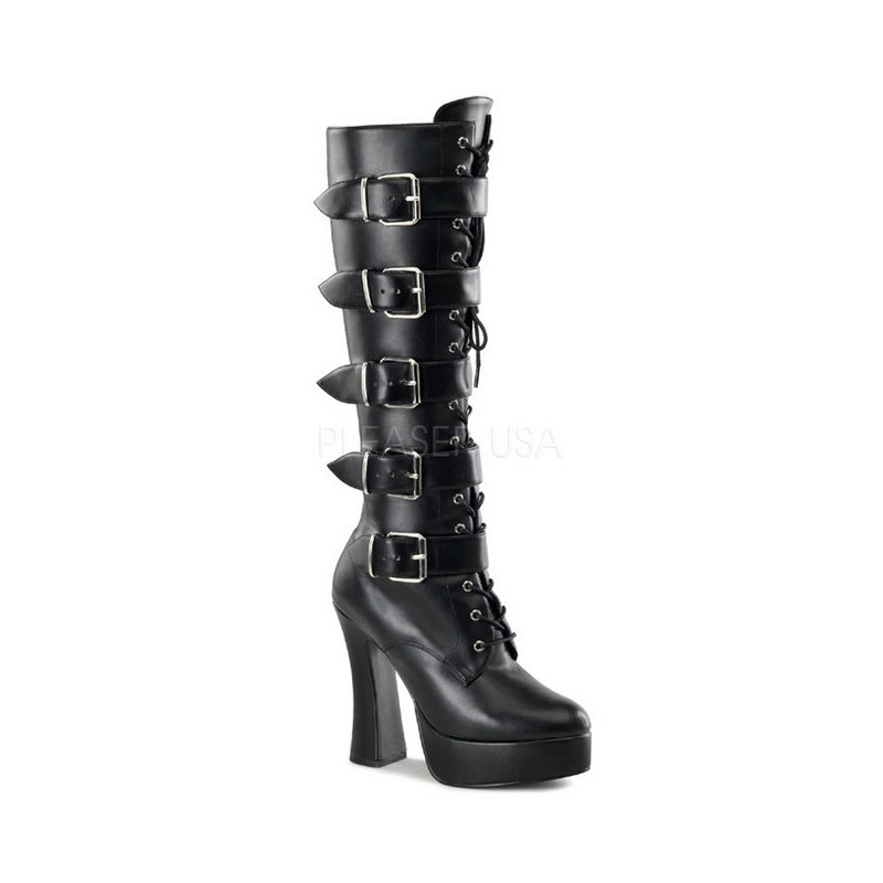 Leatherette 13 cm ELECTRA-2042 buckle womens boots with platform