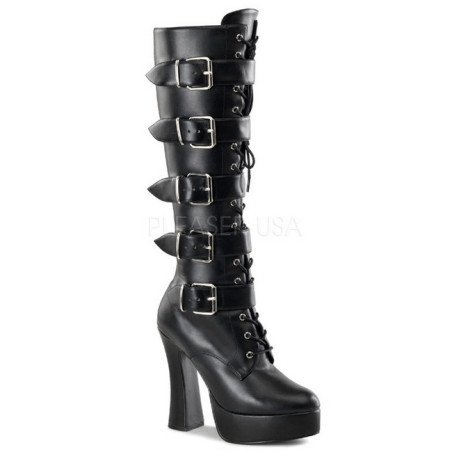 Leatherette 13 cm ELECTRA-2042 buckle womens boots with platform