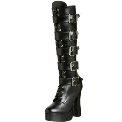 Leatherette 13 cm ELECTRA-2042 buckle womens boots with platform
