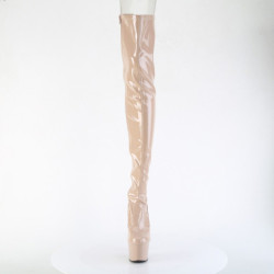 Patent 18 cm ADORE-3850 beige overknee boots with laces
