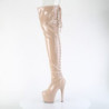 Patent 18 cm ADORE-3850 beige overknee boots with laces
