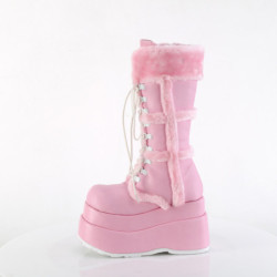 Pelliccia sintetica 11,5 cm BEAR-202 emo stivali donna con plateau piramidale in rosa