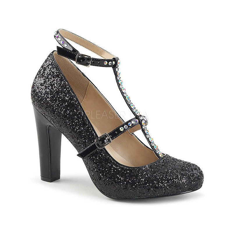 Nero Scintillare 10 cm QUEEN-01 grandi taglie scarpe décolleté